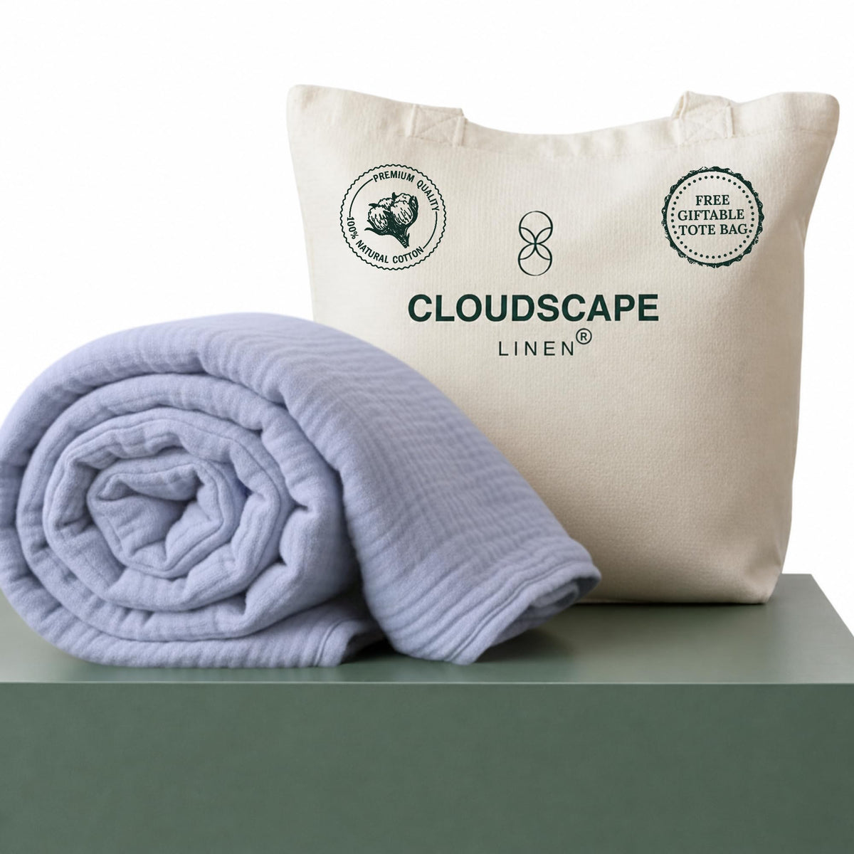 CLOUDSCAPE 4 Layer Muslin Blanket for Adults, 100% Cotton Blanket King Size, 92" x108'' Fits Up to Cal King, Ultra Soft Lightweight Bedding, Breathable Gauze Cotton Summer Blankets - Ensign Blue