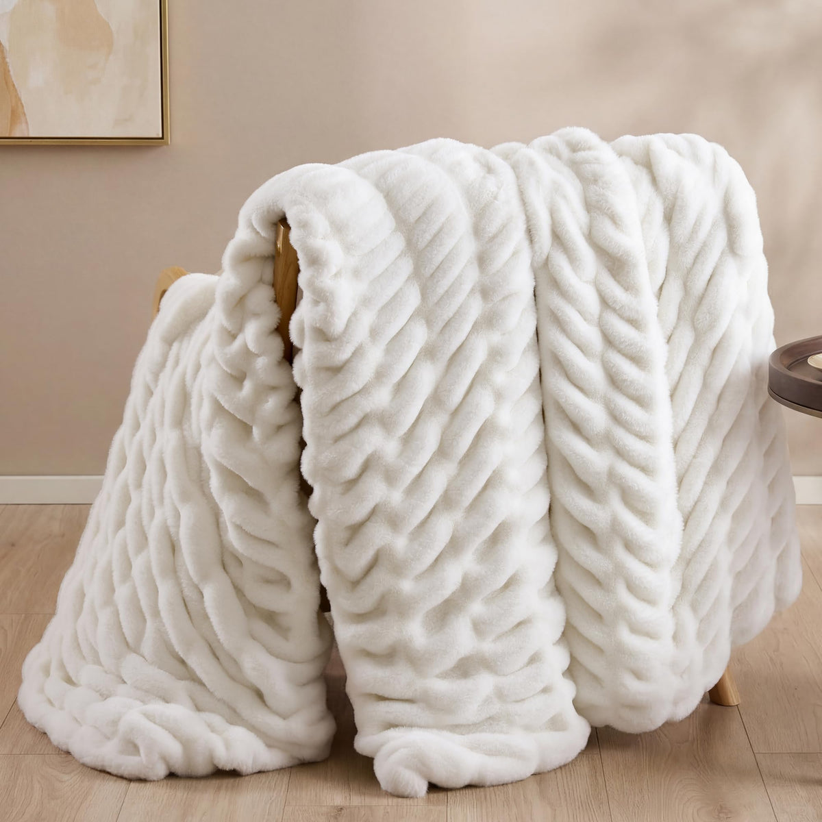 Smoofy Blush Pink Fluffy Blanket for Couch - Luxury Faux Rabbit Fur 50"x60"