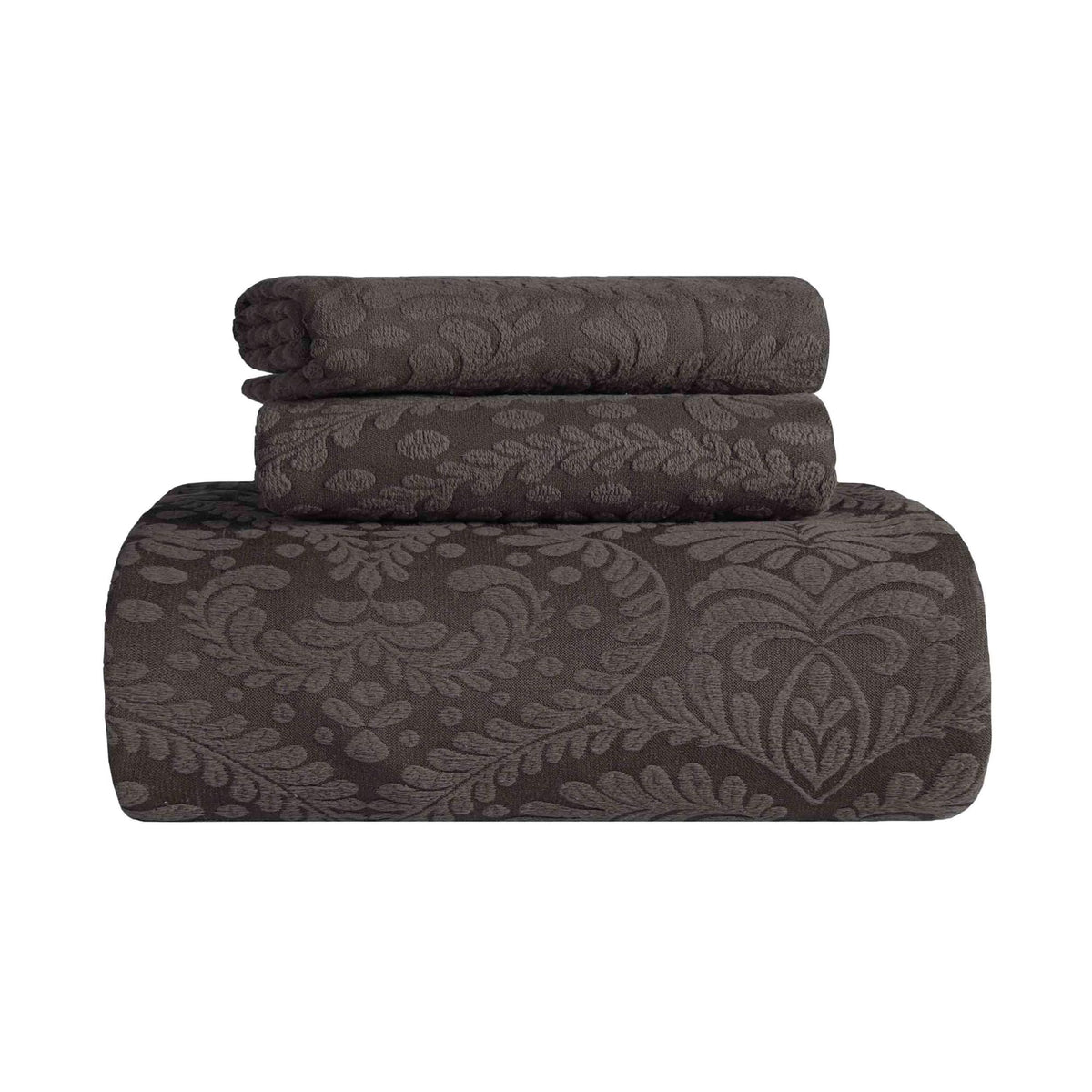 SUPERIOR Cotton 3-Piece Bedspread Set, 1 Medium Weight Bedspread, 2 Pillow Shams, Home Bed Decor, Warm Bedding, Matelasse Woven Oversized Blanket, Geometric Circles, Serenity Collection, King, Linen