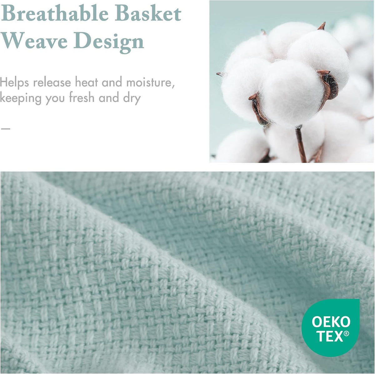 Madison Park 100% Cotton Breathable King Size Blanket for Bed, Blue