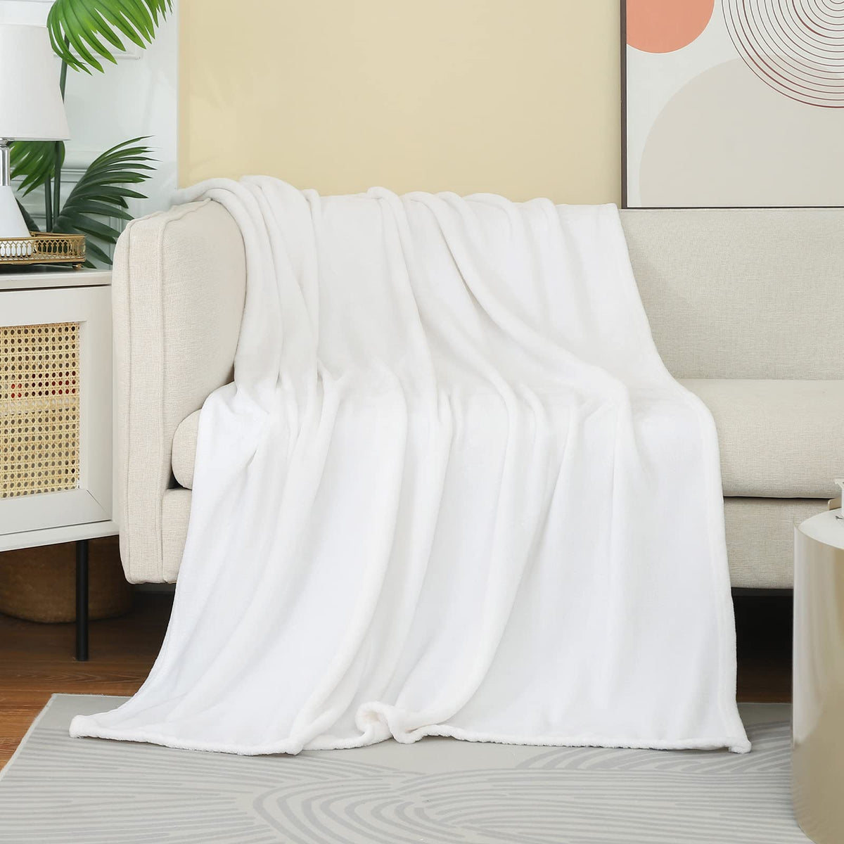Fleece Plush Throw Blanket Navy Blue 50"x60"for Couch Fuzzy Cozy Flannel