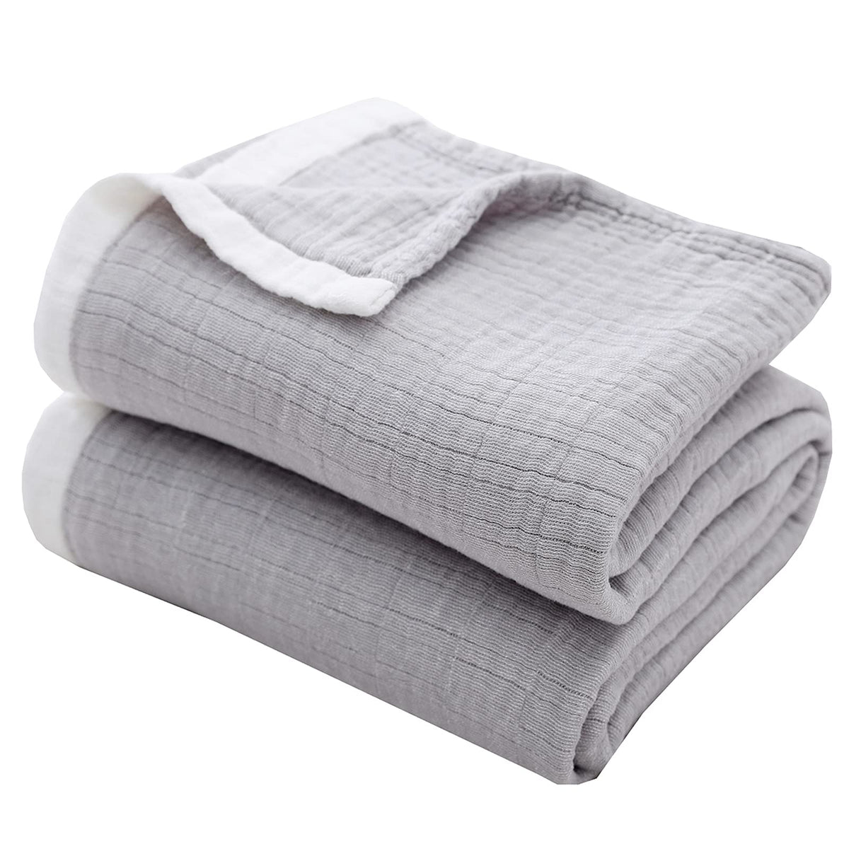 SE SOFTEXLY Muslin Throw Blanket, 4-Layer Dyed Yarn, 50”x60”, Denim Blue