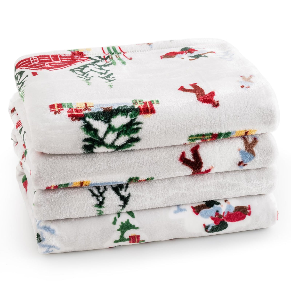 PHF Fleece Blanket Queen Size 90x90-300GSM Lightweight Airy Warmth, Khaki