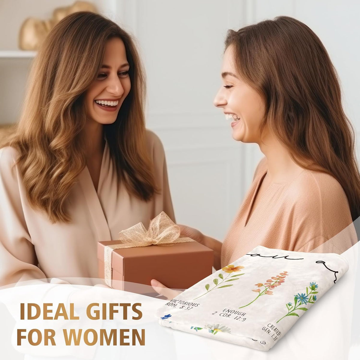 Christian Gifts for Women Birthday, Christian Blanket with Flowers