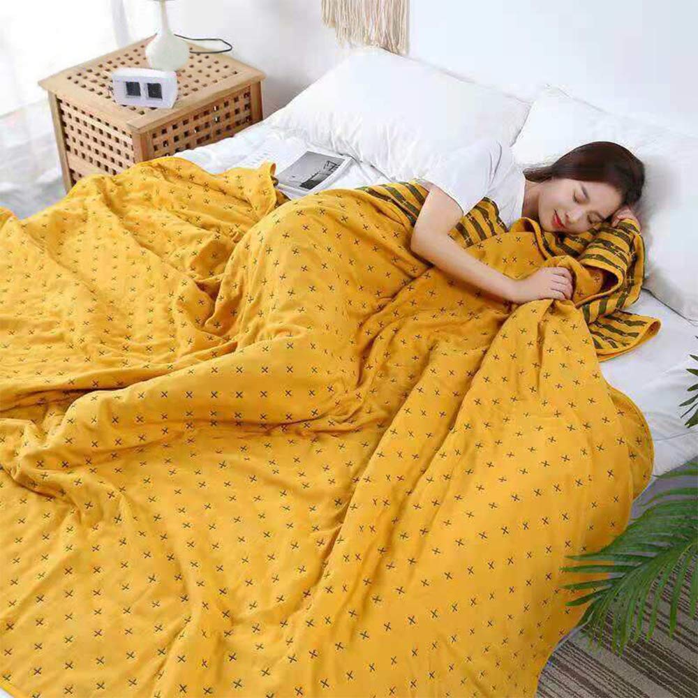 SANACYNA Cotton Muslin Throw Blanket for Adults 6-Layer Gauze Checkerboard