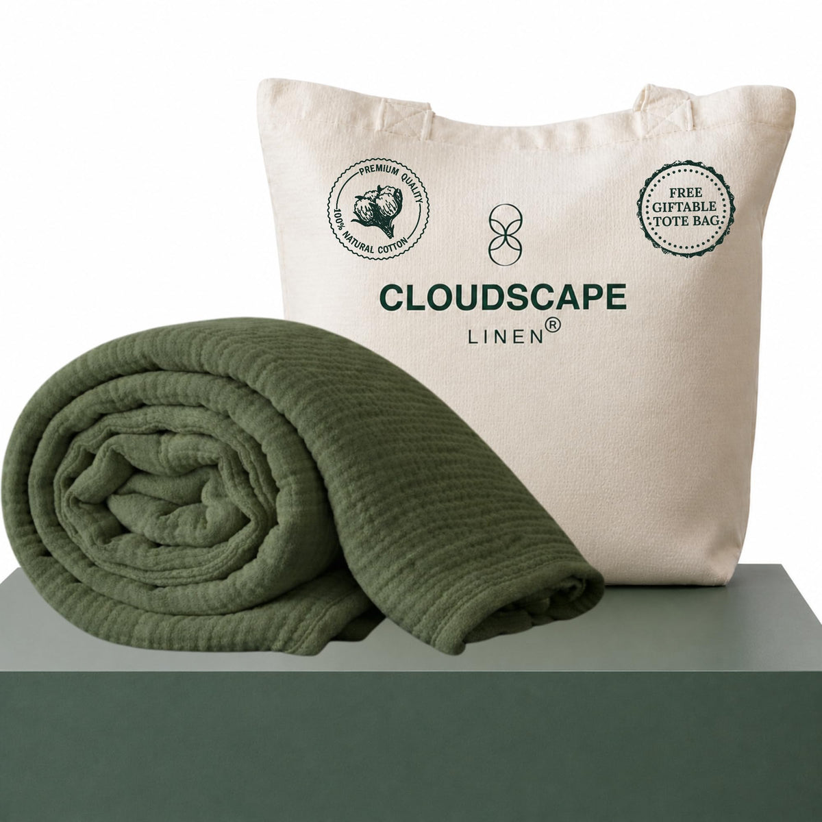 CLOUDSCAPE 4 Layer Muslin Blanket for Adults, 100% Cotton Blanket King Size, 92" x108'' Fits Up to Cal King, Ultra Soft Lightweight Bedding, Breathable Gauze Cotton Summer Blankets - Ensign Blue