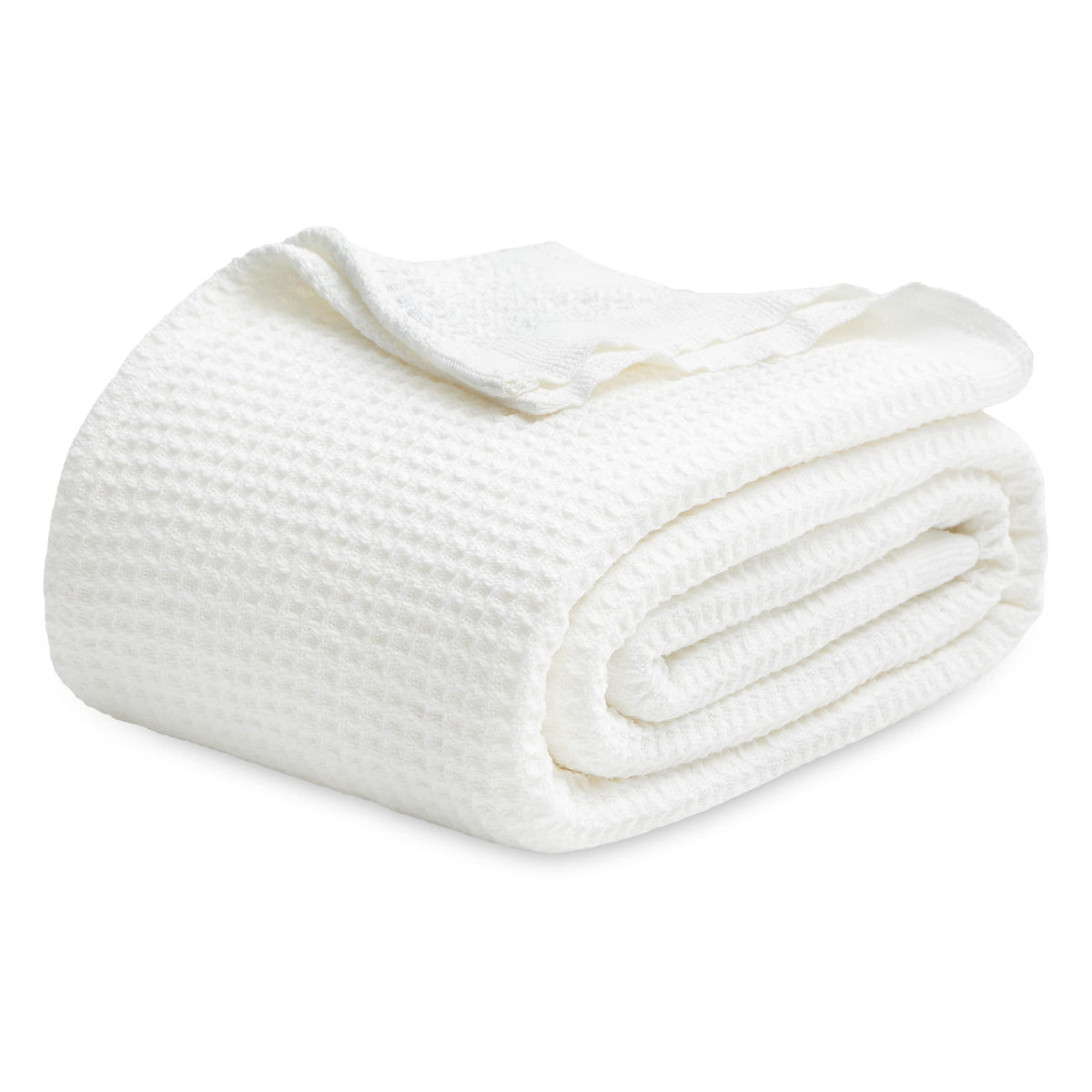 Bedsure 100% Cotton Throw Blanket for Couch, Waffle Weave, White, 50"x70"