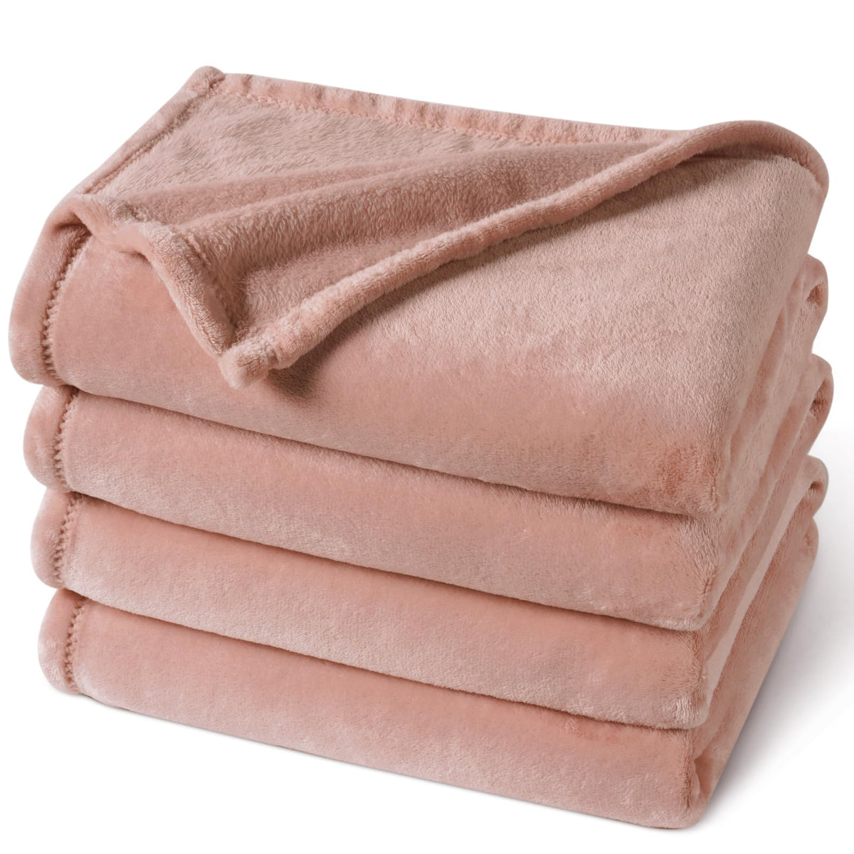 PHF Fleece Blanket Queen Size 90x90-300GSM Lightweight Airy Warmth, Khaki
