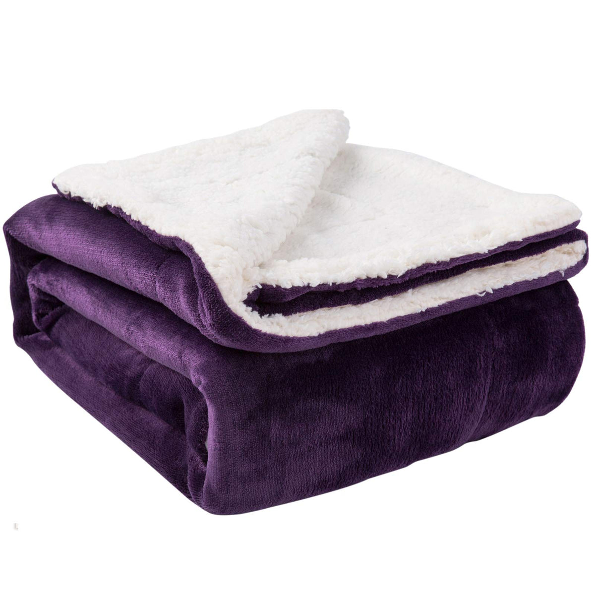 NANPIPER Warm Sherpa Blanket Queen Size for Bed, Soft Fleece for Winter, Fuzzy Plush Throw Gift for Women, Lavender 90x90 Inches