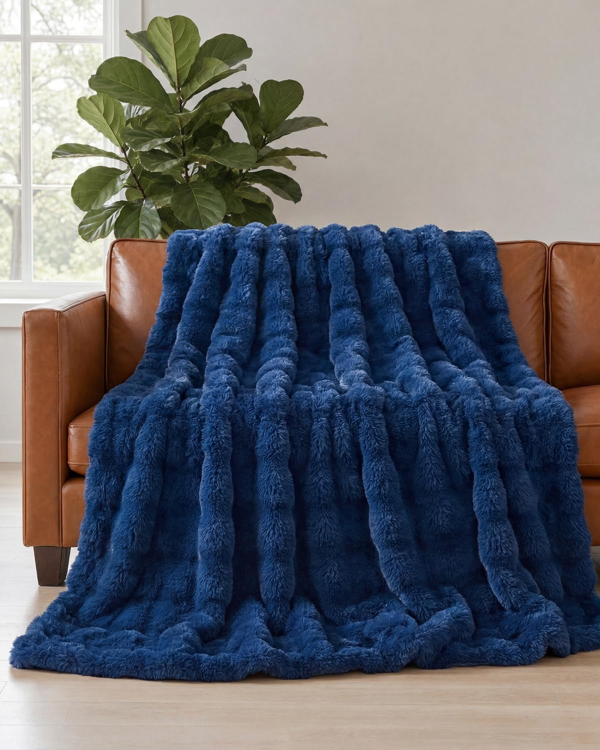 Faux Fur Throw Blanket - Throw Size Bubble Blanket - 50" x 60", Grey