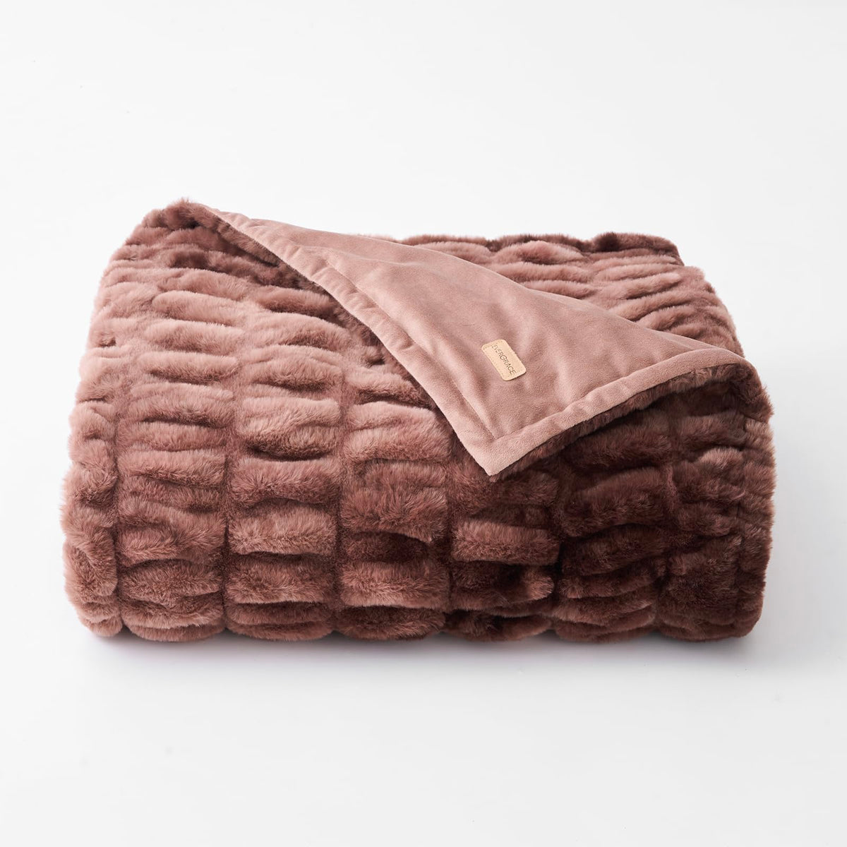 EverGrace Ruched Bubble Faux Rabbit Fur Throw Blanket, 60"x80", Loden Green