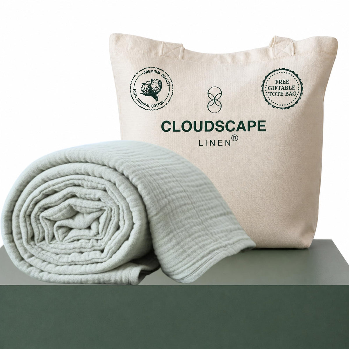 CLOUDSCAPE 4 Layer Muslin Blanket for Adults, 100% Cotton Blanket King Size, 92" x108'' Fits Up to Cal King, Ultra Soft Lightweight Bedding, Breathable Gauze Cotton Summer Blankets - Ensign Blue