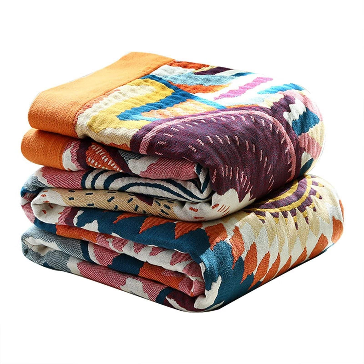 MSGKV Boho Fall Throw Blanket 60"x80" 100% Cotton Throw for Couch & Bed