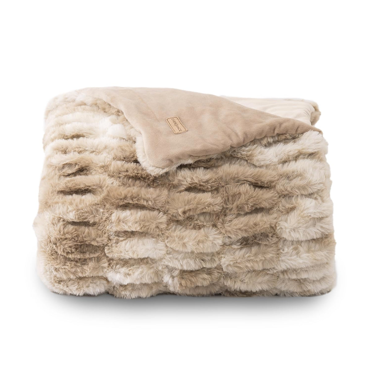 EverGrace Ruched Bubble Faux Rabbit Fur Throw Blanket, 60"x80", Loden Green