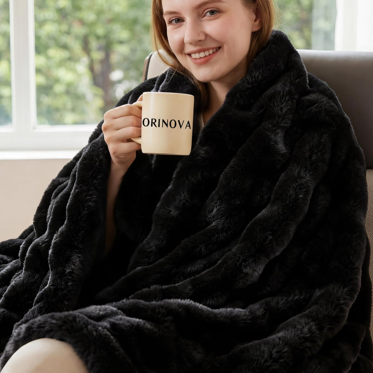 ORINOVA Pink Fluffy Double Sided Blanket for Couch Living Room Faux Fur 50x60 Fuzzy Throw No Shed Blanket for Bed Soft Furry Bed Cozy Comforter Home Decor Gifts 860 GSM