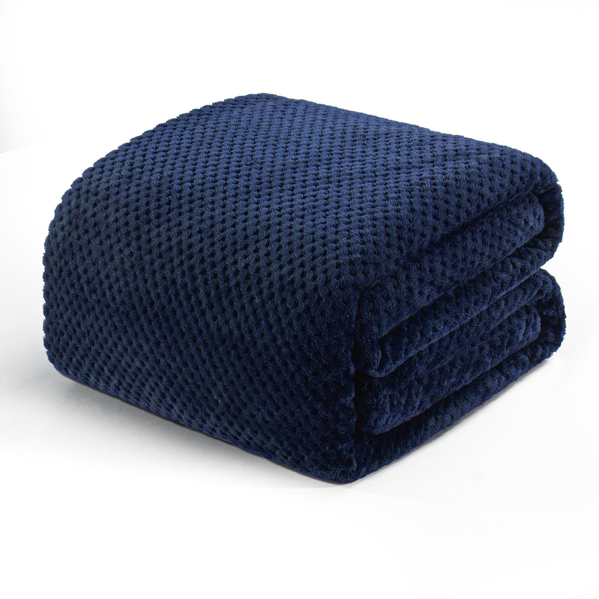 Exclusivo Mezcla Large Waffle Fleece Throw Blanket for Couch, Slate Blue
