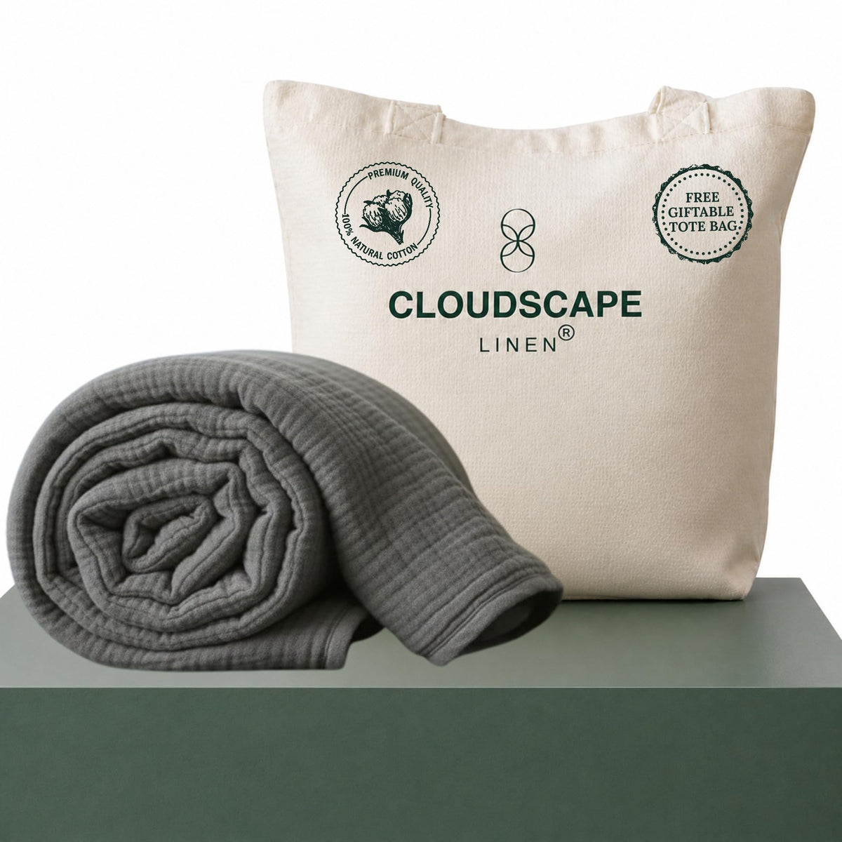 CLOUDSCAPE 4 Layer Muslin Blanket for Adults, 100% Cotton Blanket King Size, 92" x108'' Fits Up to Cal King, Ultra Soft Lightweight Bedding, Breathable Gauze Cotton Summer Blankets - Ensign Blue