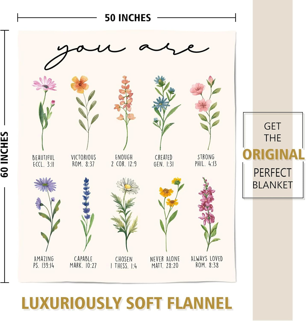 Christian Gifts for Women Birthday, Christian Blanket with Flowers