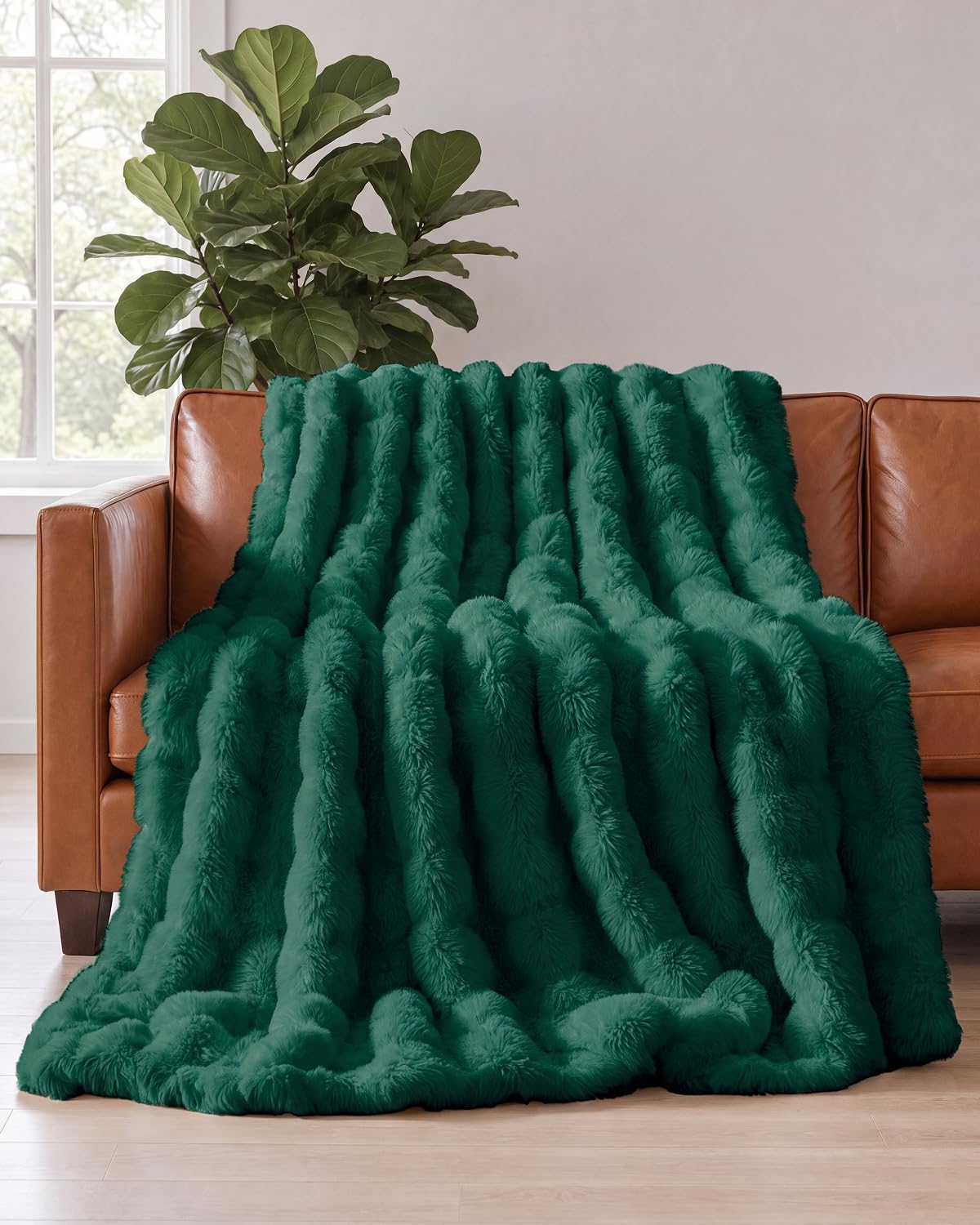 Faux Fur Throw Blanket - Throw Size Bubble Blanket - 50" x 60", Grey
