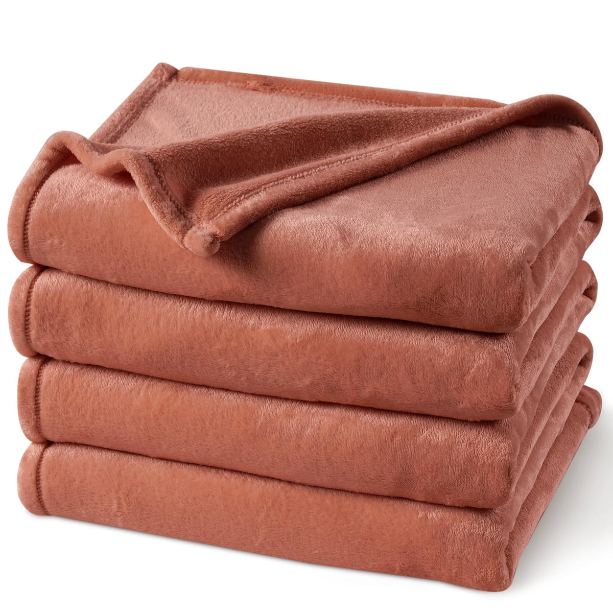 PHF Fleece Blanket Queen Size 90x90-300GSM Lightweight Airy Warmth, Khaki