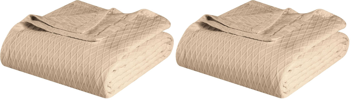 Superior Diamond Weave All-Season Cotton Blanket, Cover for Home, Couch, Bed, Soft, Warm Blankets, Boho Aesthetic, Comfy, Cozy, and Cute Covers, Decorative Bedding Essentials, Full/Queen, Ivory