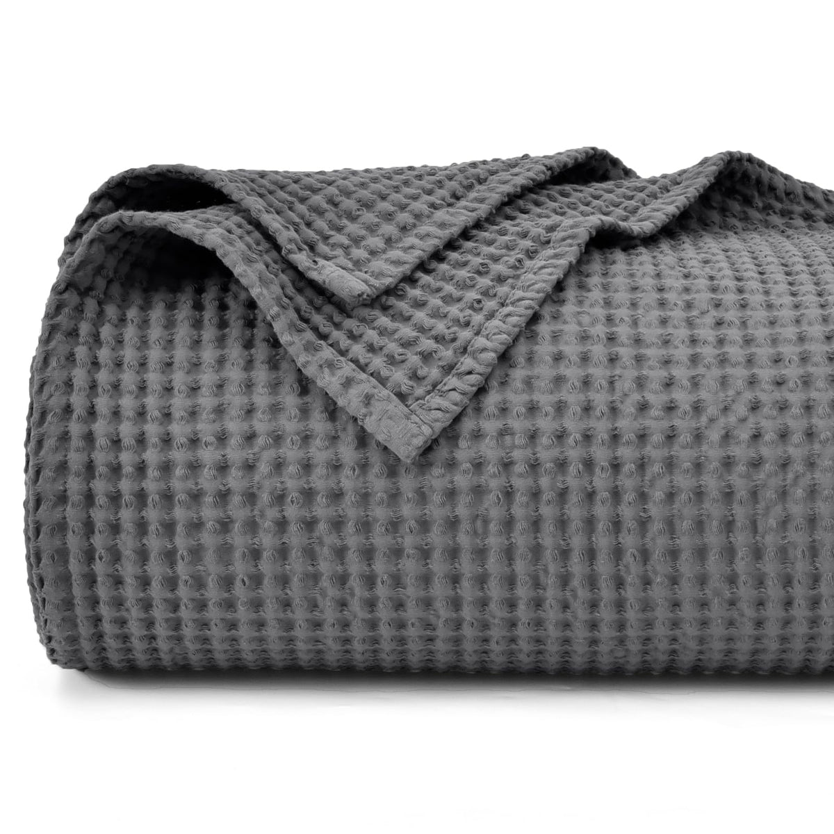 PHF 100% Cotton Waffle Blanket Lightweight Breathable, Queen Linen/Stone
