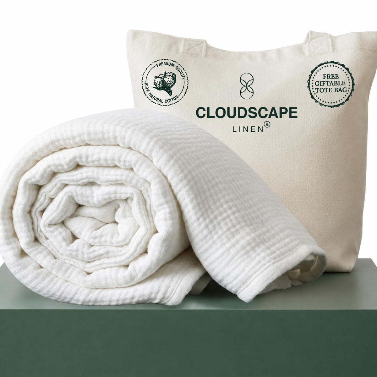 CLOUDSCAPE 4 Layer Muslin Blanket for Adults, 100% Cotton Blanket King Size, 92" x108'' Fits Up to Cal King, Ultra Soft Lightweight Bedding, Breathable Gauze Cotton Summer Blankets - Ensign Blue