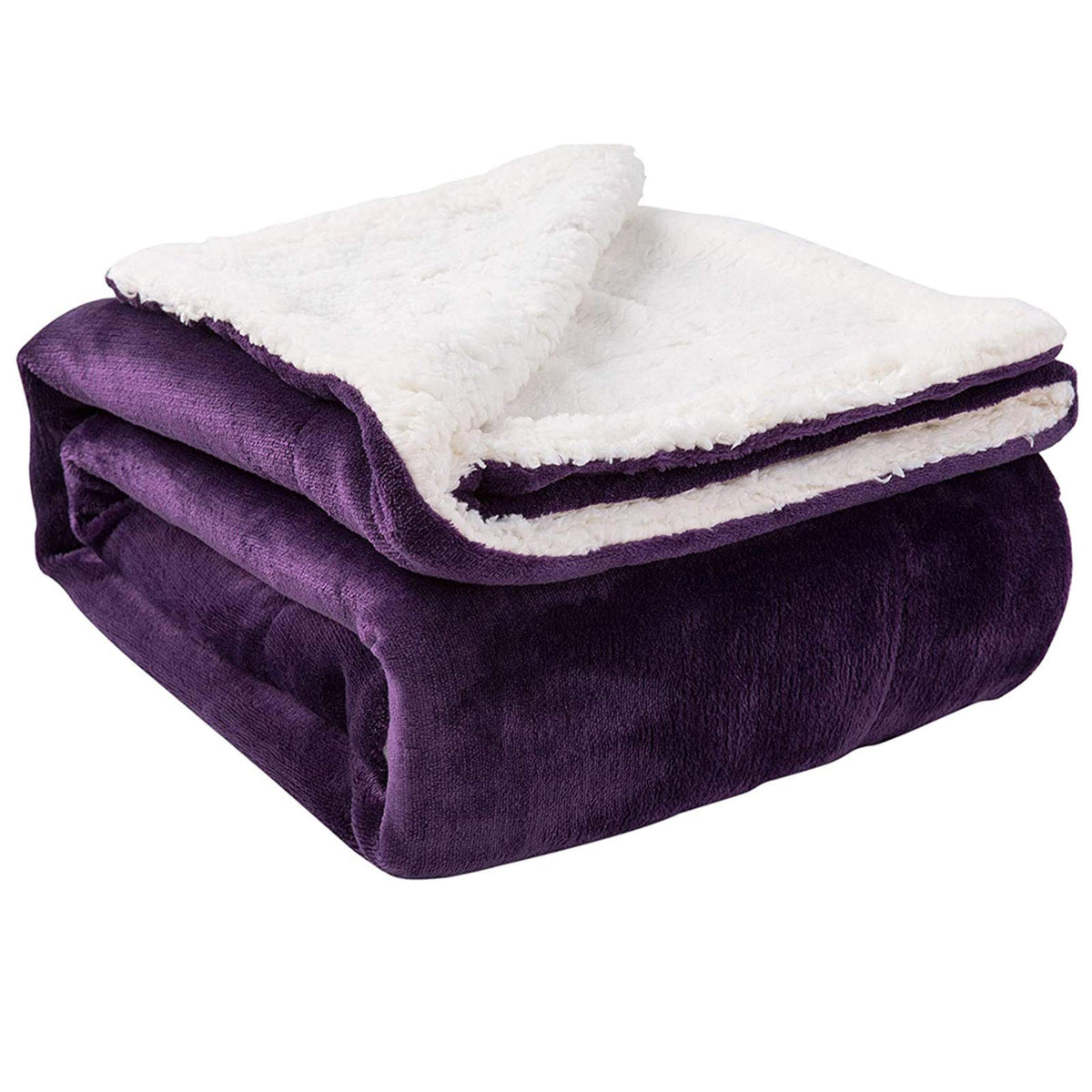 NANPIPER Warm Sherpa Blanket Queen Size for Bed, Soft Fleece for Winter, Fuzzy Plush Throw Gift for Women, Lavender 90x90 Inches