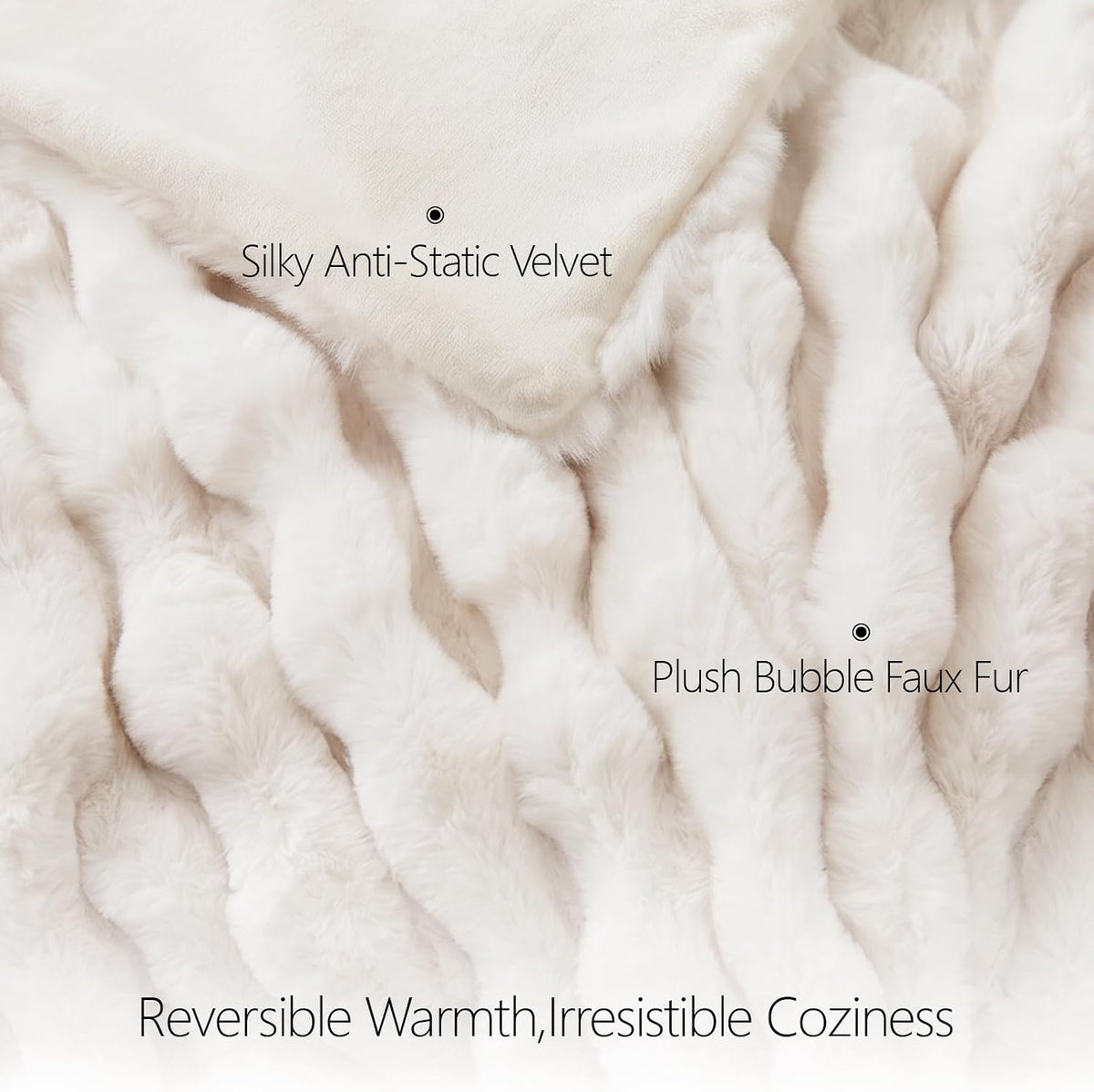 Faux Fur Throw Blanket for Couch, Luxury Cozy Soft Fluffy and Fuzzy Plush Rabbit Fur Bubble Blanket for Sofa Bedroom Living Room, Mothers Day Birthday Gifts for Women