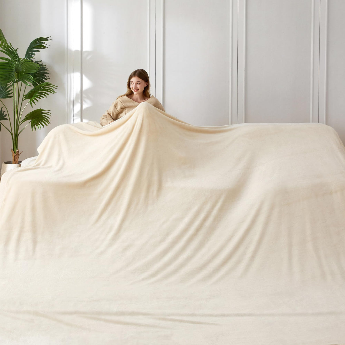 COOVA Oversized King Fleece Blanket 120x120 inches, Soft Cozy Warm Giant Extra Large 10'x10' Blanket for Bed, Sofa, Couch,Travel, Camping, California Huge Flannel Big Throw Blanket, Dark Grey