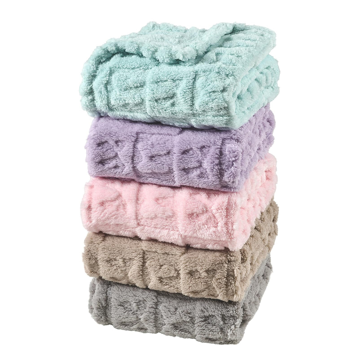 5 Pcs Baby Blanket Heart Checkered Ultra Soft Gift-Ready Plush for Newborns, Nursery & Stroller 30"x40" Beige Gray Blue Purple Light Pink