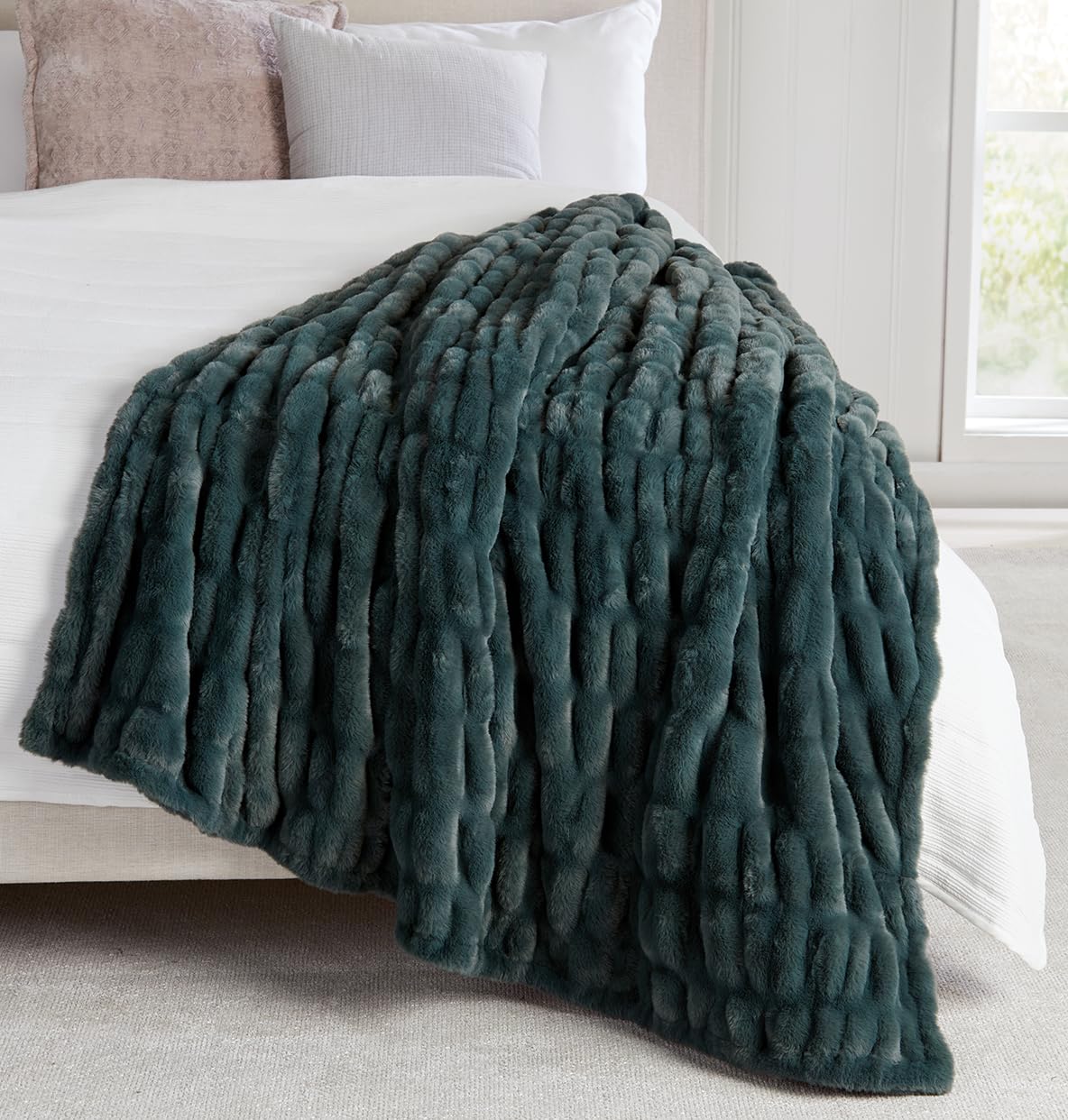 Springtree Home Luxury Micro Plush Throw Blanket | Thick Faux Fur | Dune