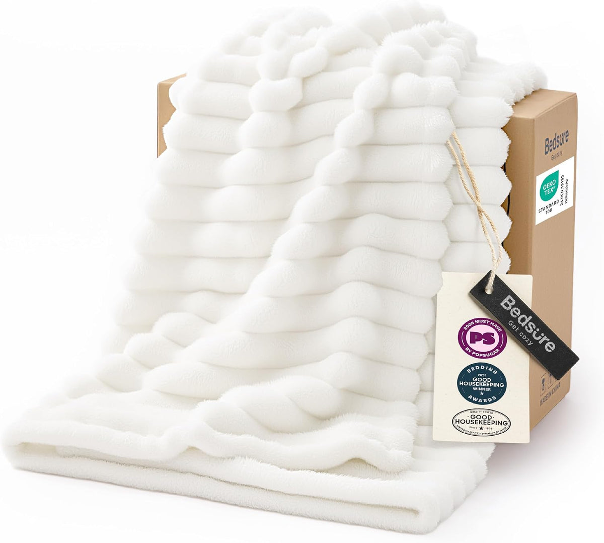 Bedsure GentleSoft White Throw Blanket for Couch - Halloween Fall Decorations for Home Living Room Decor, Cozy Fleece Fall Blanket for Sofa, Birthday Gifts for Women Mom Her, Off White, 50x60 Inches