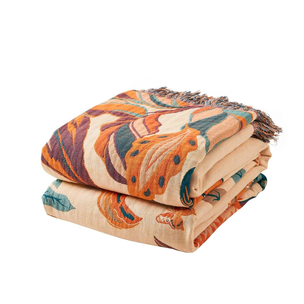 XIBLC Boho Throw Blanket, Blue Lightweight Blankets for Summer, 100% Cotton Bohemian Decorative Throw Blanket, 50"x60" Reversible Muslin Breathable Woven Farmhouse Blankets Quilt,