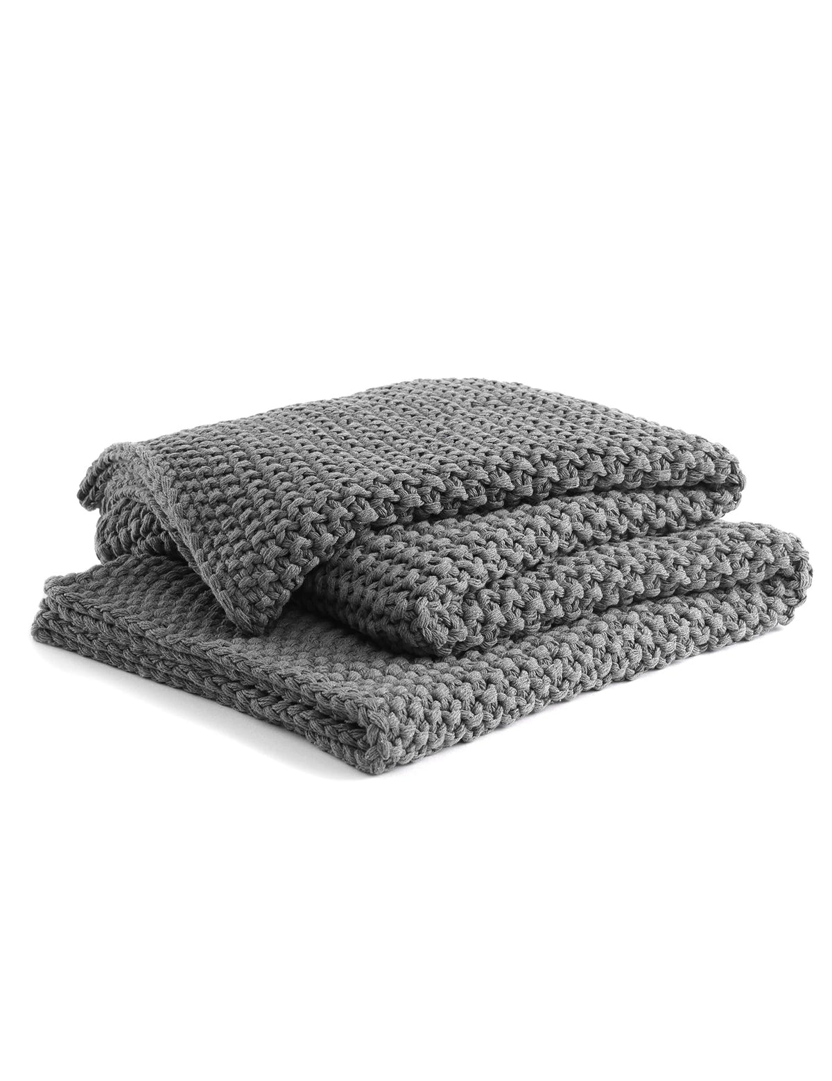 YnM Chunky Cotton Knit Throw Blanket, Cable Knit Throws for Bed Couch Sofa, Comfy & Relaxing, Decorative Piece for Farmhouse Modern Boho Rustic Scandinavian Chic Vibe, Cream White 50x60 Inches