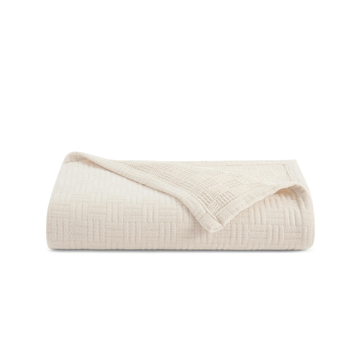 Arkwright Basket Weave Twin Blanket - 100% Ringspun Cotton All Season Blankets, Luxury Hotel Quality, Soft on Skin, Breathable, 300 GSM for Bed, Sofa, and Chair, 68 X 90 in, Beige