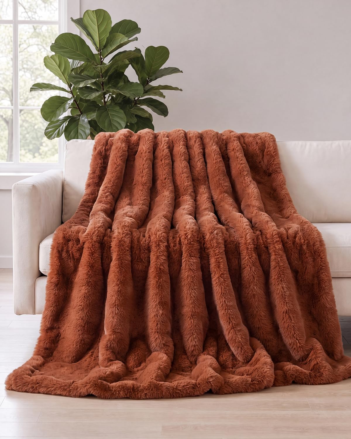 Faux Fur Throw Blanket - Throw Size Bubble Blanket - 50" x 60", Grey