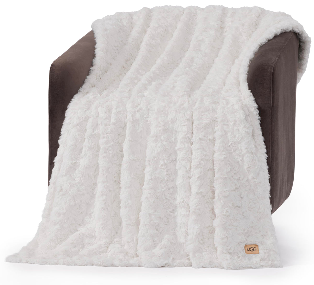 UGG Adalee Throw Blanket for Sofa, Faux Fur Blanket, 50" x 70", Seal Grey