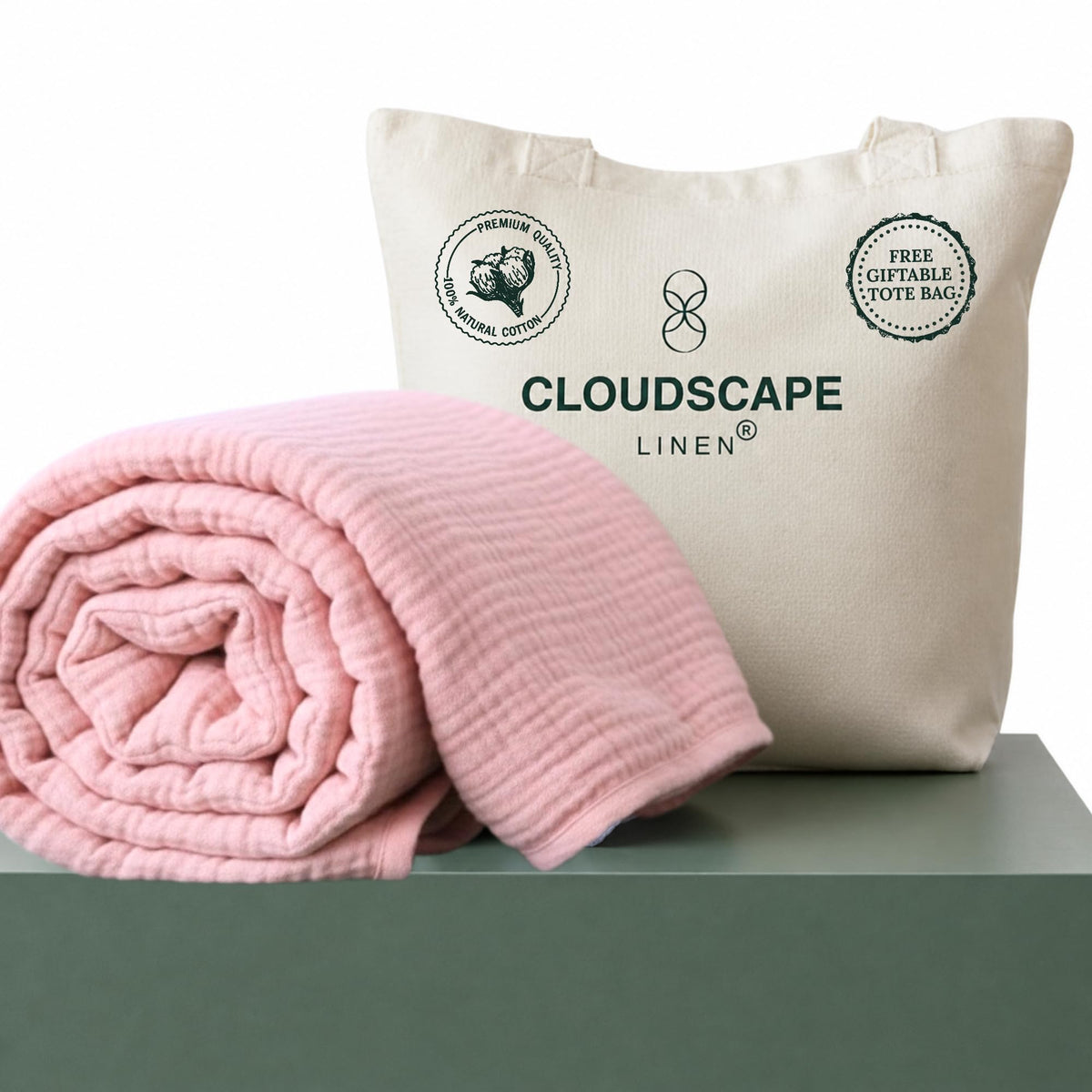 CLOUDSCAPE 4 Layer Muslin Blanket for Adults, 100% Cotton Blanket King Size, 92" x108'' Fits Up to Cal King, Ultra Soft Lightweight Bedding, Breathable Gauze Cotton Summer Blankets - Ensign Blue