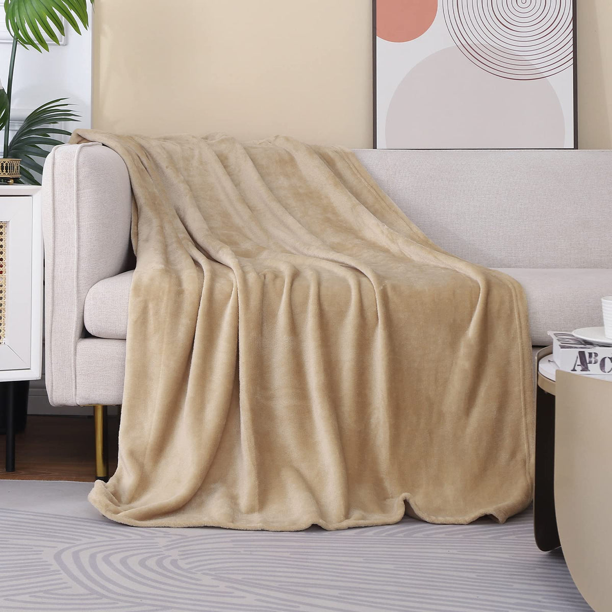 Fleece Plush Throw Blanket Navy Blue 50"x60"for Couch Fuzzy Cozy Flannel