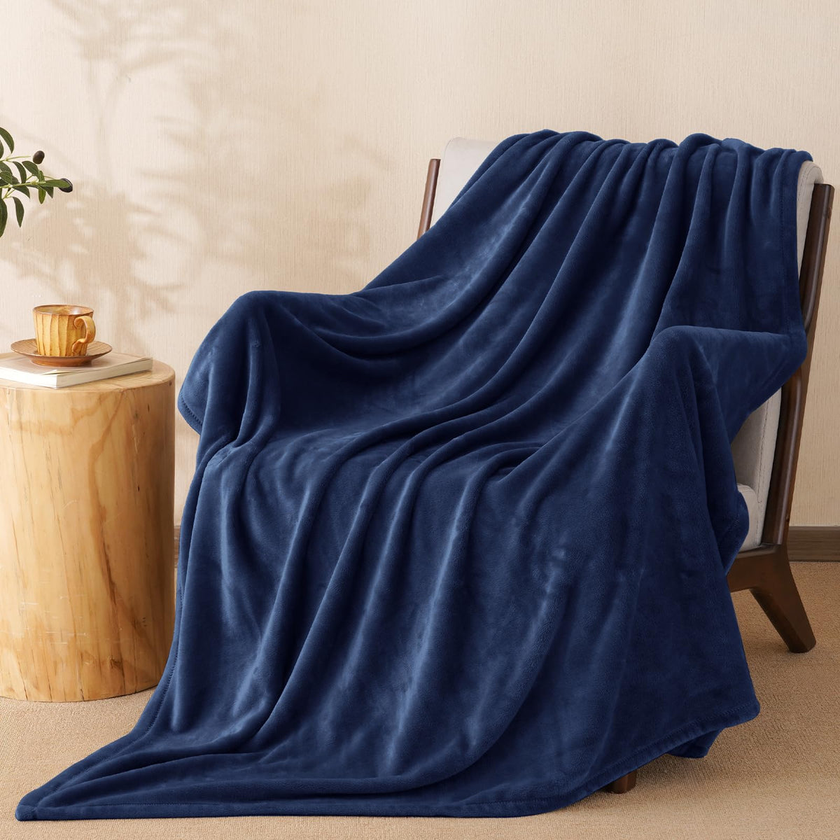 PHF Fleece Blanket Queen Size 90x90-300GSM Lightweight Airy Warmth, Khaki