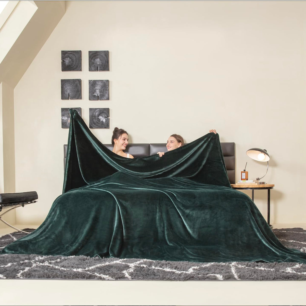 COOVA Oversized King Fleece Blanket 120x120 inches, Soft Cozy Warm Giant Extra Large 10'x10' Blanket for Bed, Sofa, Couch,Travel, Camping, California Huge Flannel Big Throw Blanket, Dark Grey