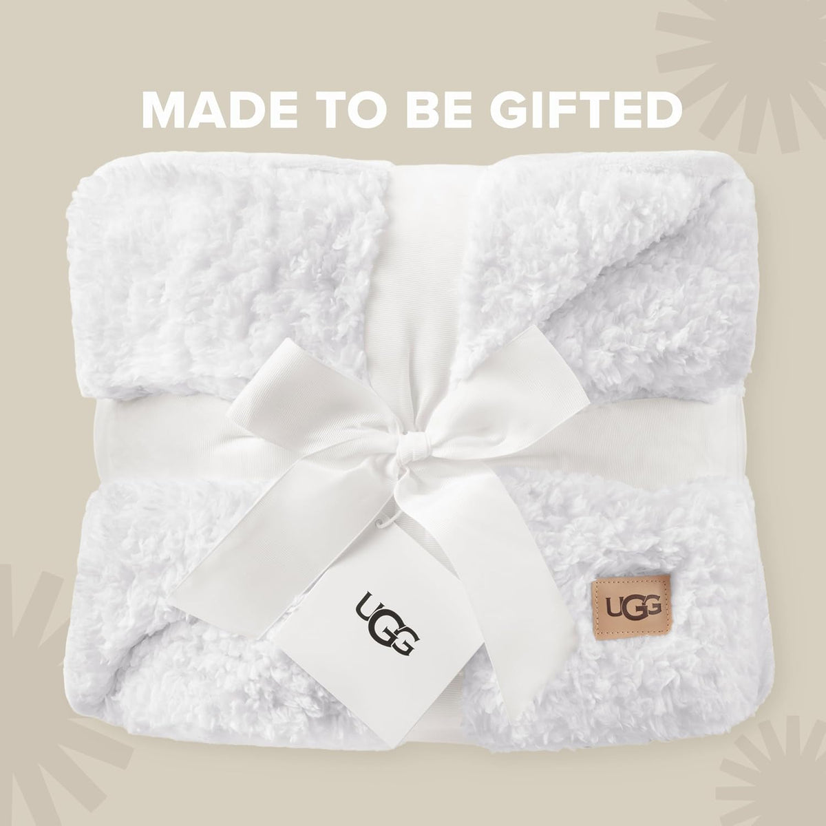 UGG Nita Throw Blanket for Couch, Plush Luxury Fleece, 50" x 70", White