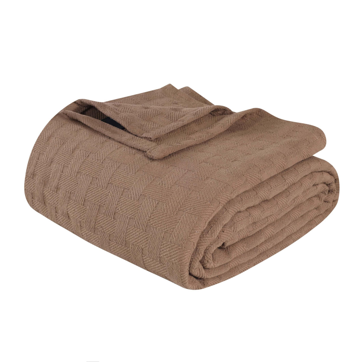 Superior Basketweave Cotton Blanket, Basket Weave Design, Soft, Comfy Cover for Bed, Bedding, Bedroom, Couch Throw, Lounging, Modern Boho Medium Weighted Blankets, Twin Size, Taupe
