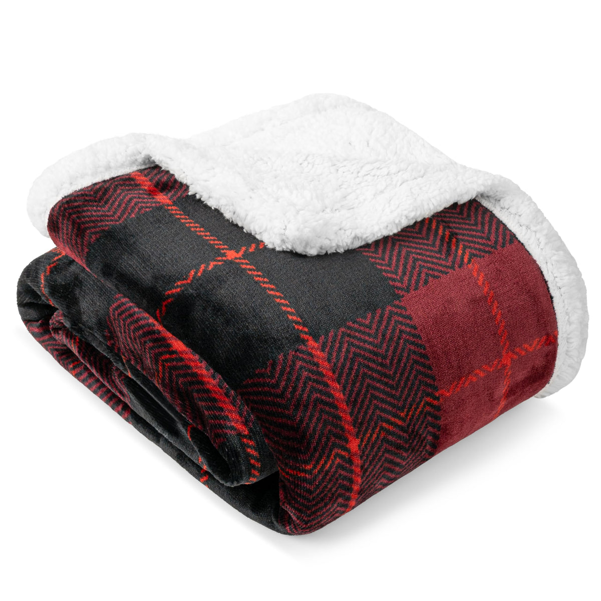 PAVILIA Twin Plaid Sherpa Throw Blanket for Couch Sofa Bed, Taupe, 60x80