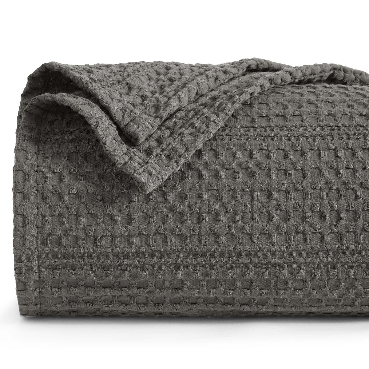 PHF Lightweight Waffle Weave Blanket Queen Size 90"x 90", Soft Woven All‑Season Blanket for Hot Sleepers - Aesthetic Home Decor for Couch Bed Sofa, Pet Friendly, Natural/Linen