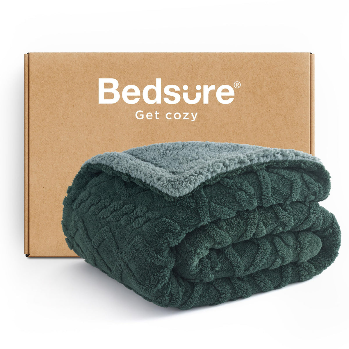 Bedsure Sherpa Fleece Blanket, Cable Jacquard Tufted, Warm, Throw, Grey