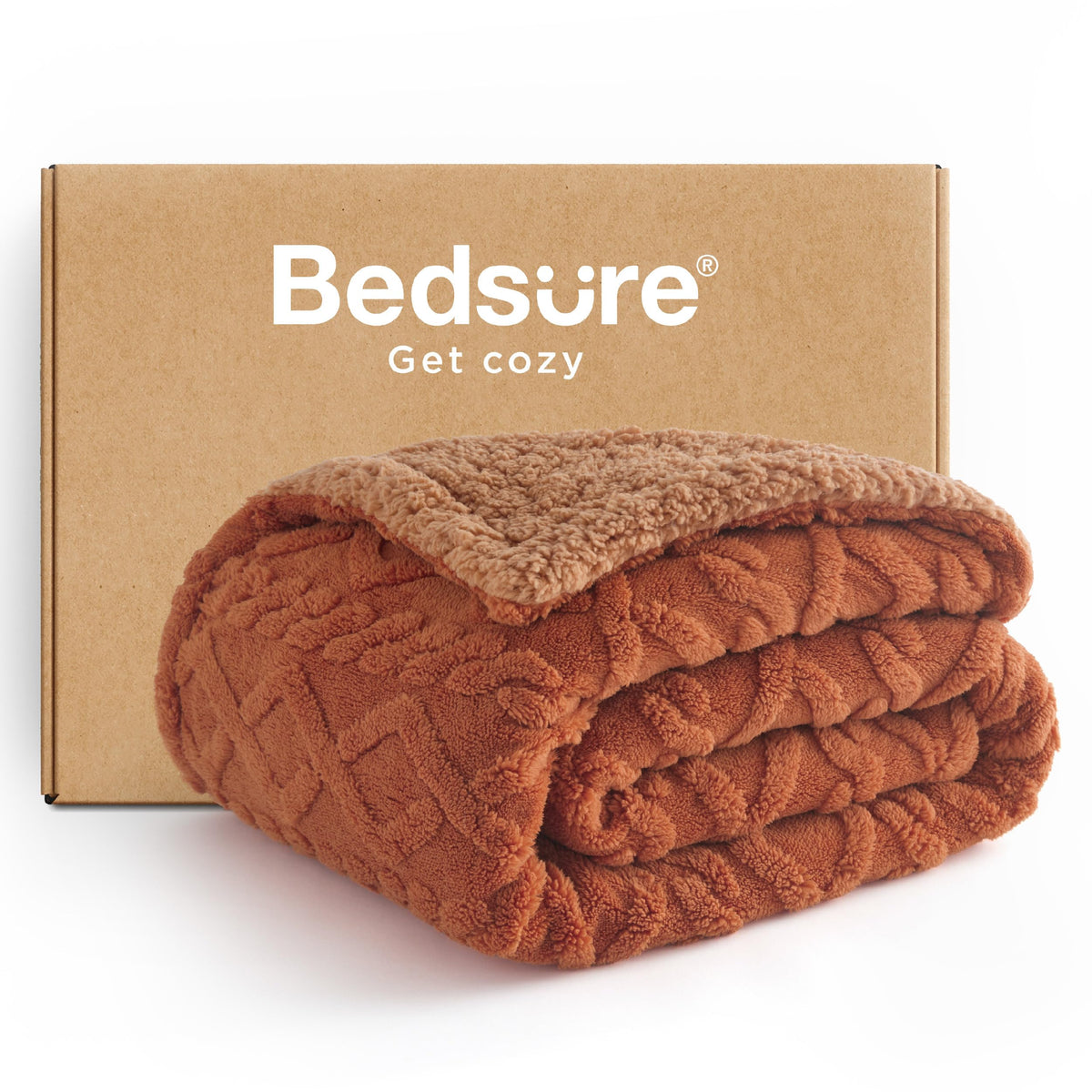 Bedsure Sherpa Fleece Blanket, Cable Jacquard Tufted, Warm, Throw, Grey