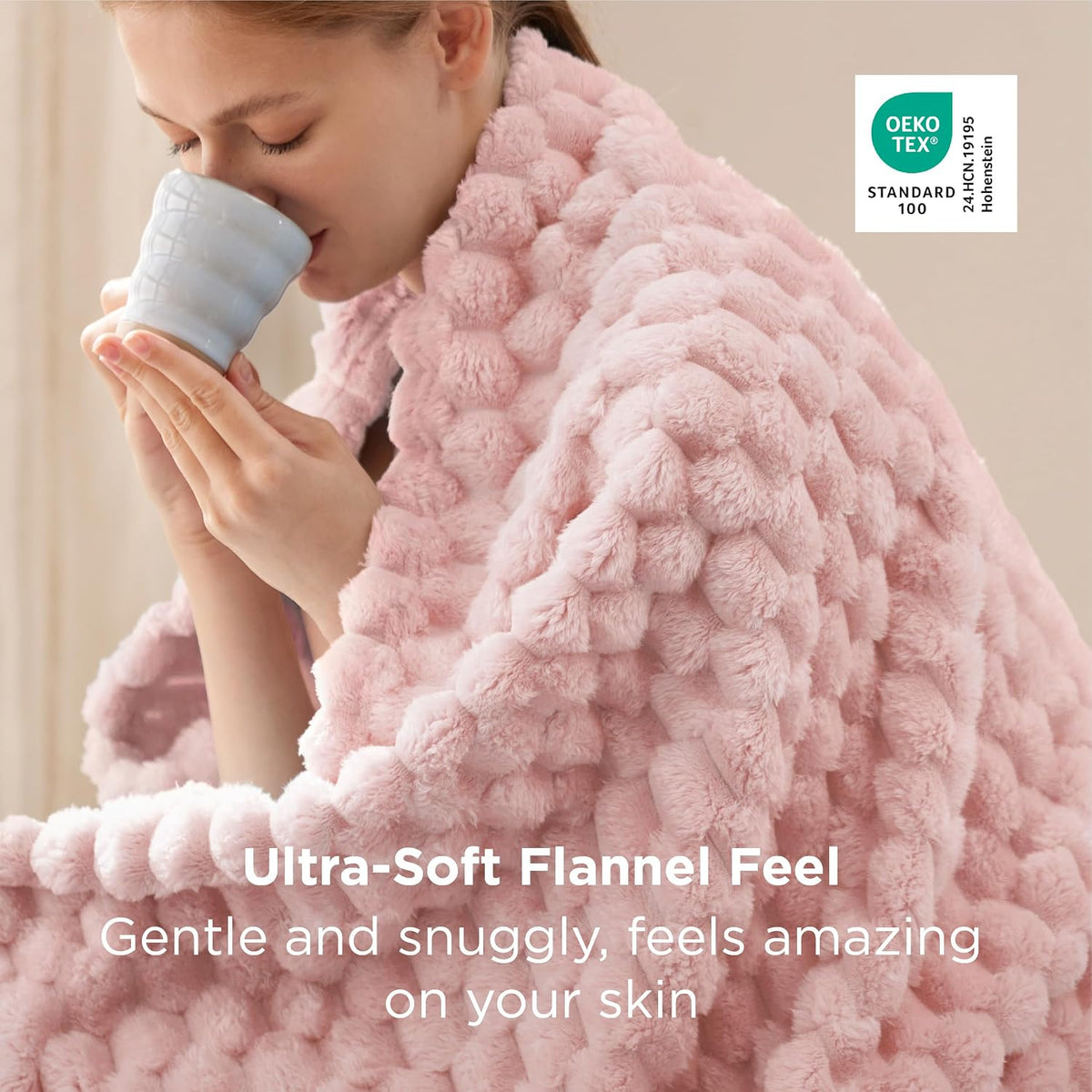 Bedsure Pink Throw Blanket for Couch - 350GSM Fluffy Plush Bubble Blanket for Bed Home Room Decor, GentleSoft Cute Fleece Soft Cozy Gifts for Women Girls, 50x60 Inches