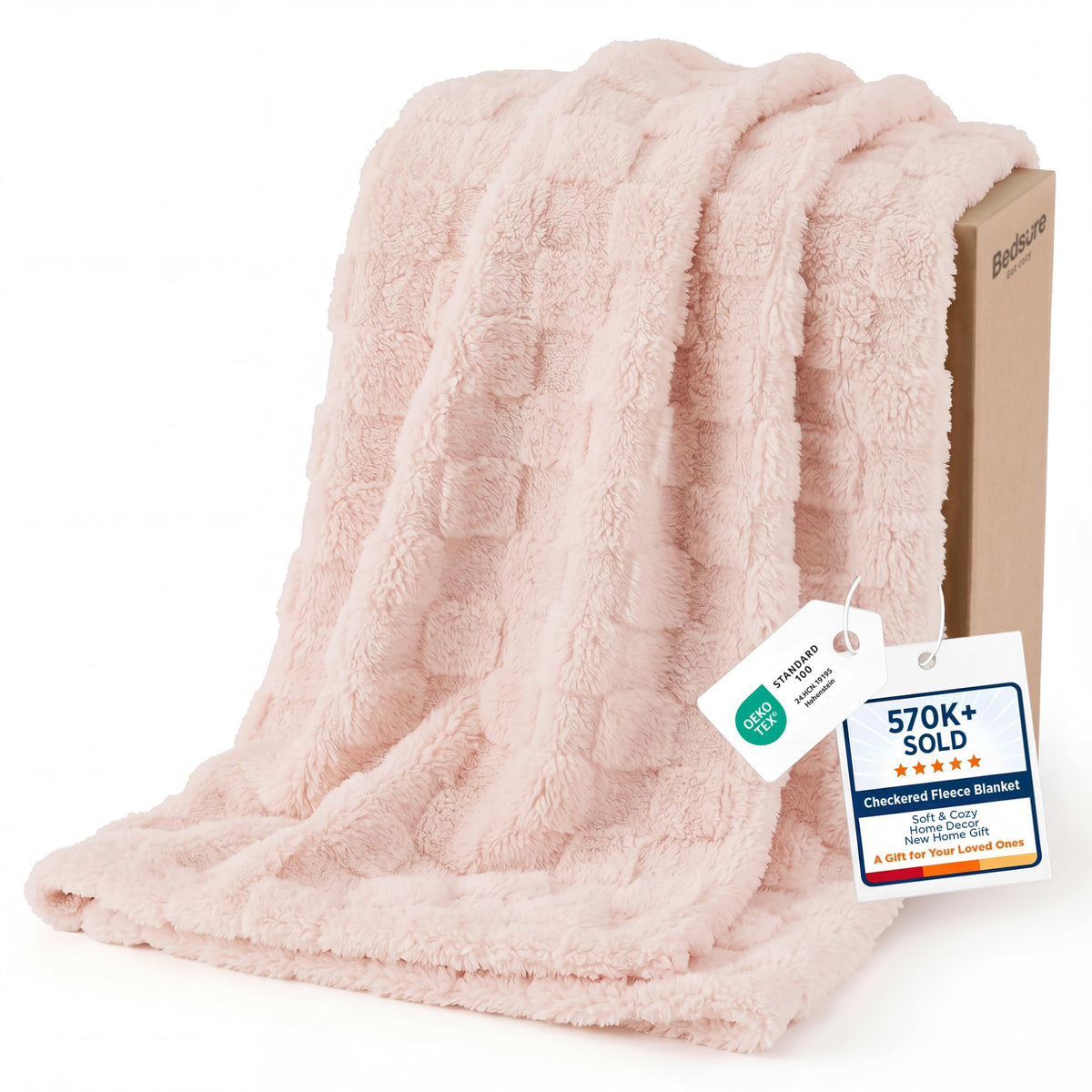 Bedsure Checkered Fleece Throw Blanket,Cute Home Decor,Sage Green,50"×60"